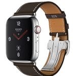 Apple Watch Hermès Series 4 Ebene Barenia Leather Single Tour Deployment Buckle