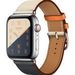 Apple Watch Hermès Series 4 Indigo:Craie:Orange Swift Leather Single Tour