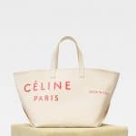 Celine Natural/Red Textile Medium Made In Tote Bag