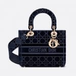 Dior Blue Cannage Velvet Medium D-Lite Bag