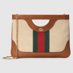 Gucci Beige Vintage Canvas Large Shoulder Bag