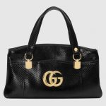 Gucci Black Python Arli Large Top Handle Bag