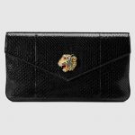 Gucci Black Python Rajah Clutch Bag