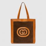 Gucci Cognac Suede Logo Ophidia Large Tote Bag