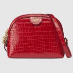 Gucci Hibiscus Red Crocodile Ophidia Dome Shaped Shoulder Bag