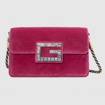 Gucci Pink Velvet Square G Shoulder Bag