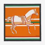 Hermes Cheval A La Couverture Silk Twill Pocket Square 45