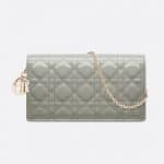 Dior Gray Stone Lady Dior Calfskin Chain Pouch