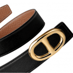 Hermes Black Swift and Gold Epsom Gold Chaine d'Ancre Buckle Belt