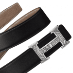 Hermes Black Swift and Taupe Epsom Touareg Belt